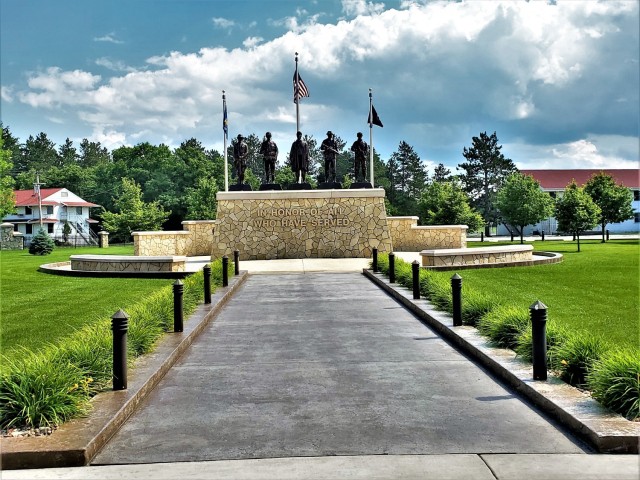 Veterans Memorial Plaza is shown July 1, 2021, at the Commemorative Area at Fort McCoy, Wis. The 900 block of Fort McCoy and the 11-acre area surrounding it are at the hub of the fort’s history-preservation efforts and is called the...