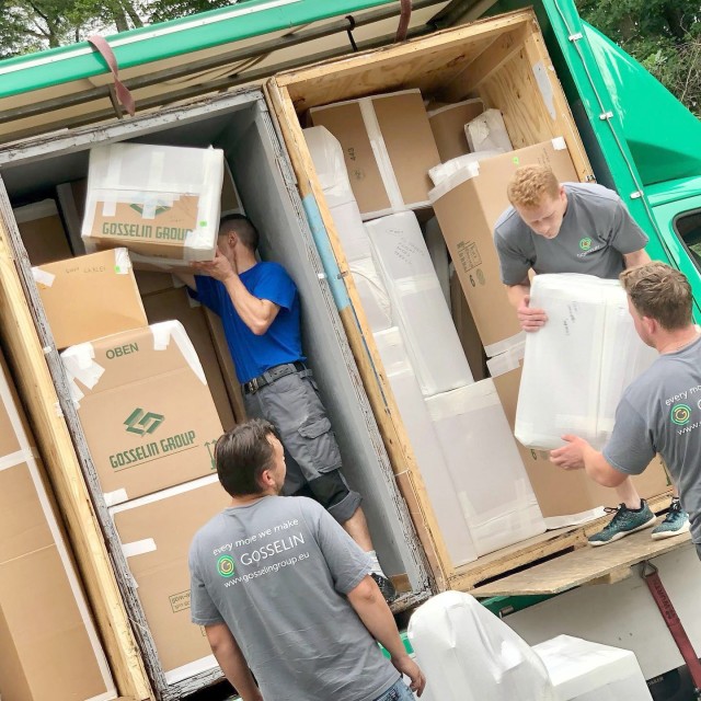 A German moving company crew loads the worldly possessions of an American U.S. Army Garrison Rheinland-Pfalz employee July 12, 2021.