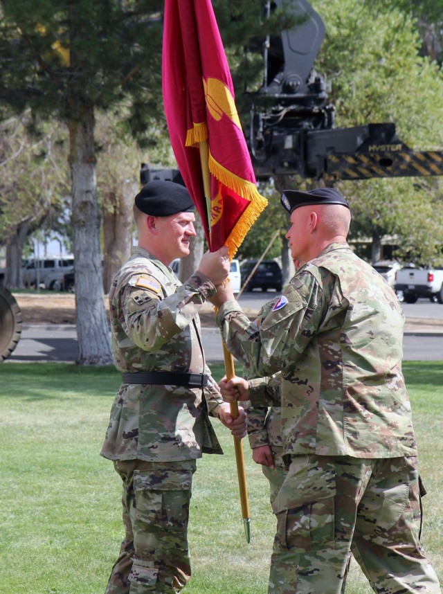 Lt. Col. Russell E. Henry (right), outgoing Sierra Army Depot commander, passes the U.S. Army Tank-automotive and Armarments Command (TACOM) guideon back to Maj. Gen. Darren L. Werner, U.S. Army TACOM commanding general, during the depot&#39;s change of command ceremony, Tuesday, July 20, 2021. Henry served as the 42nd commander in the depot&#39;s 79-year history, dating back to 1942.

Sierra Army Depot is located in Herlong, California, approximately 60 miles north of Reno, Nevada. The depot provides long-term life cycle sustainment solutions for U.S. Army Tank-automotive and Armaments Command, U.S. Army Materiel Command, the U.S. Army and the Joint Force.

TACOM, headquartered in Warren, Michigan, is a major subordinate command of Army Materiel Command and manages the Army&#39;s groud equipment supply chain, which constitutes about 60 percent of the Army&#39;s total equipment.