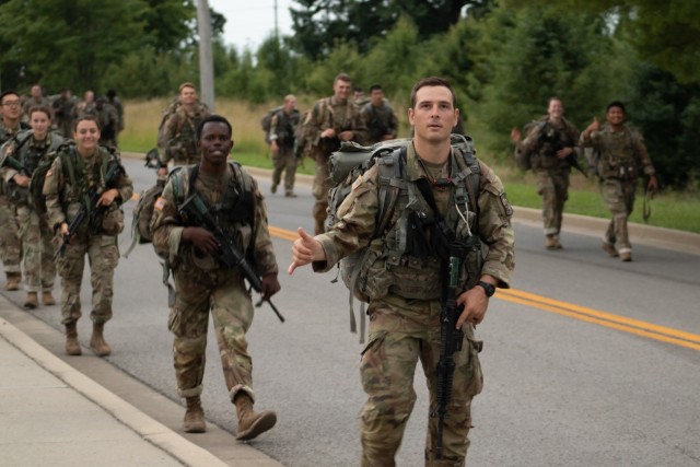 1st Regiment Cadets participate in the 12 Mile Foot March at Fort Knox, Ky. June 25, 2021 | Photo by Rachael Kocour, CST Public Affairs Office.