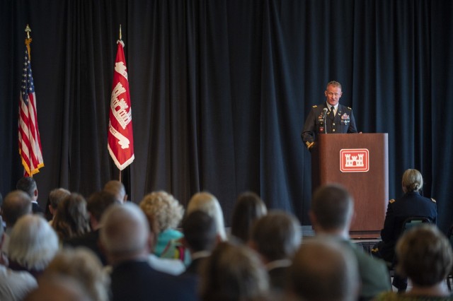 During a change of command ceremony at the Senator John Heinz History Center, in Pittsburgh, July 29, 2021. The change of command ceremony symbolizes the continuation of leadership and unit identity. It represents the transfer of responsibility...