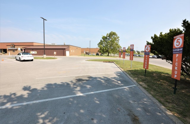 Designated parking spots wait for customers as the Fort Knox Commissary prepares to launch its new online shopping experience: CLICK2GO