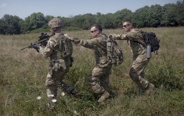 The Royal Air Force and the 3rd Assault Helicopter Battalion, 1st Aviation Regiment, 1st Combat Aviation Brigade, 1st Infantry Division, partnered to conduct a Joint Personnel Recovery exercise July 26, 2021, at MK Air Base, Romania. U.S. Army...