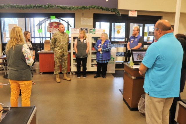Members of the Fort McCoy Commissary team listen in as they receive a certificate of appreciation July 27, 2021, from Garrison Commander Col. Michael Poss and Sexual Assault Response Coordinator Rebecca Wilkinson with the Directorate of Family and...