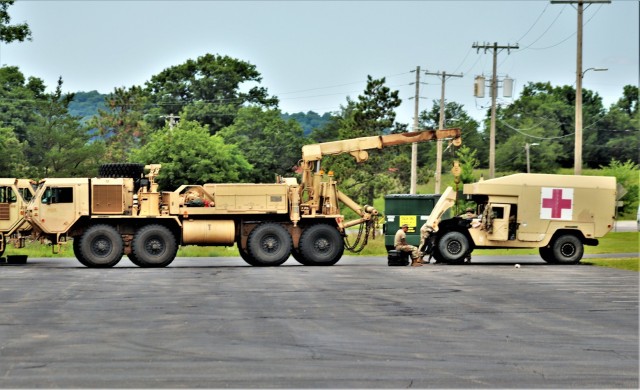 Training operations are shown July 12, 2021, at Fort McCoy, Wis., for Pershing Strike ’21. Thousands of military members have trained at Fort McCoy for Pershing Strike and in 2021 overall for weekend, extended combat, exercise, and institutional...