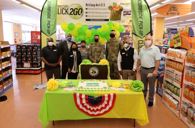 Fort Knox leadership joins commissary employees to celebrate the launch of the CLICK2GO service Aug. 3.