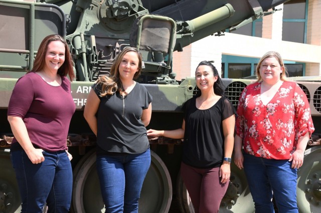 Yuma Test Center Program Analysts (left to right) Rachel Sanchez, Kimberly Dickerson, Ashely Thompson and Rebekah Babb.
