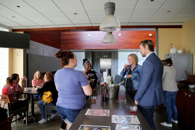 Wine and Whine Wednesday takes place at the Chièvres Army Lodge July 28, 2021 at Chièvres Air Base, Belgium. The Wednesday event began at the beginning of the PCS season in June and is planned as a bi-weekly beginning in August and is part of a...