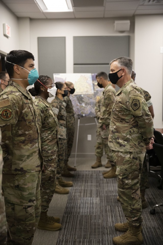 U.S. Air Force Gen. Glen VanHerck, commander of North American Aerospace Defense Command and U.S. Northern Command, and U.S. Marine Corps Sgt. Maj. James Porterfield, NORAD and USNORTHCOM Command Senior Enlisted Leader (CSEL), visited Task Force...