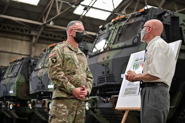 Maj. Gen. Michael L. Place, commanding general 18th Medical Command tours the U.S. Army’s prepositioned stocks (APS4) at Sagami General Depot, Japan June 21, 2021. The 2,500,000 sq. ft. facility in Sagamihara, Japan, provides a wide variety of medical equipment and supplies in support of the Joint force.  (U.S. Army Photo by Sgt. 1st Class Caleb Barrieau)