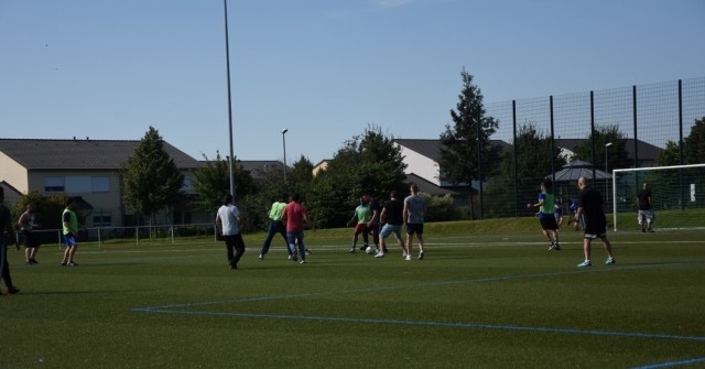 One of the games that the Garrison Wiesbaden staff members participated in was a soccer game at the Clay Sports Field during organization day July 30.