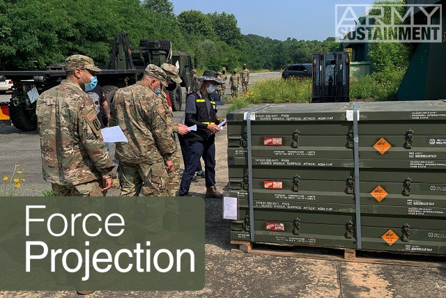 Soldiers from the 17th Ordnance Company and Korean national ammunition inspectors conduct Class V receipt operations recently on Camp Kwangsari, Korea.  