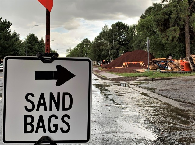 Coconino County and the City of Flagstaff provide materials for a sandbagging station July 30 in Flagstaff, Arizona. A state of emergency was declared in Coconino County during a week of more than nine inches of rainfall, which caused severe...