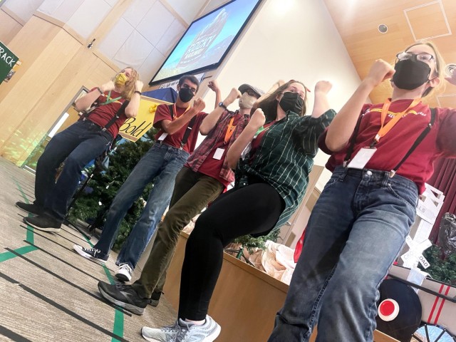Praise team members perform songs and dance, Aug. 11, during Humphreys Vacation Bible School at Four Chaplains Memorial Chapel. (Photo by Monica K. Guthrie)