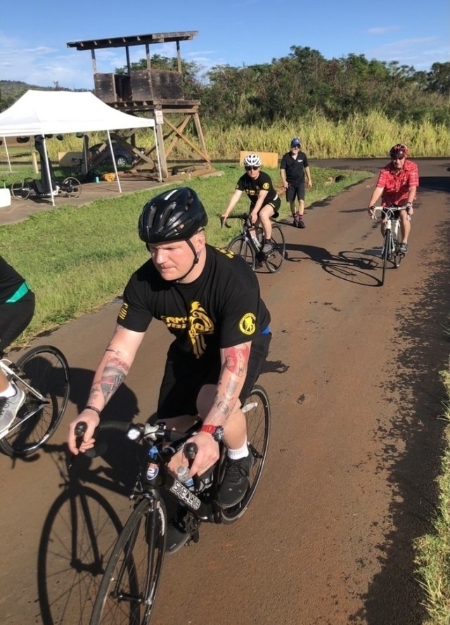 Retired Capt. Anthony Storey cycled at Schofield Barracks, Hawaii, during the 2019 Pacific Trails. He is one of the Team Army athletes who will compete in the 2021 Warrior Games this September in Orlando, Florida. (Photo courtesy of David Iuli)