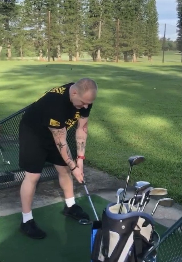 Retired Capt. Anthony Storey golfed at Schofield Barracks, Hawaii, during the 2019 Pacific Trails. He is one of the Army veterans who will compete in the 2021 Warrior Games this September in Orlando, Florida. (Photo courtesy of David Iuli)