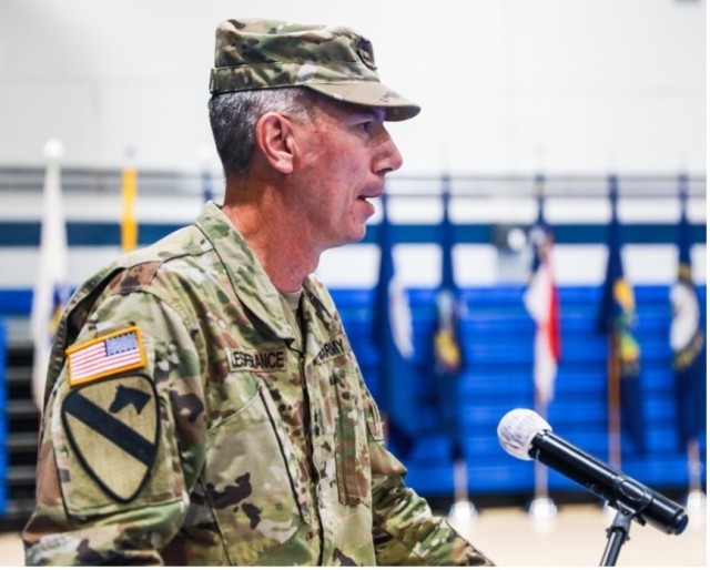 Maj. Gen. David A. Lesperance, commander of the 2nd Infantry Division/ROK-US Combined Division, hosts the transfer of authority ceremony at Camp Hovey, Republic of Korea on July 12, 2021. 1st Armored Brigade Combat Team, 3rd Infantry Division “Raider” relinquishes authority to 3rd Armored Brigade Combat Team, 1st Armored Division “Bulldog.”