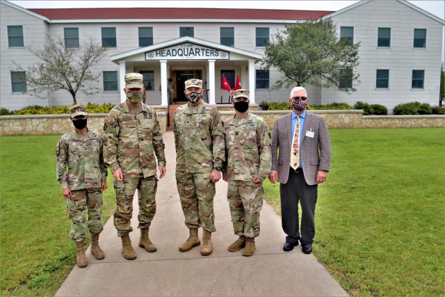 (From left) Brig. Gen. Maria Juarez, deputy commanding general-support with the 88th Readiness Division; the 40th Chief of Staff of the U.S. Army Gen. James McConville; Fort McCoy Garrison Commander Col. Michael Poss; Garrison Deputy Commander Lt....