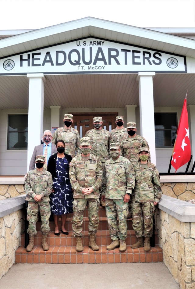 (From left, first row) Brig. Gen. Maria Juarez, deputy commanding general-support with the 88th Readiness Division; retired Maj. Gen. Marcia Anderson, Army Reserve ambassador; the 40th Chief of Staff of the U.S. Army Gen. James McConville; Gen....