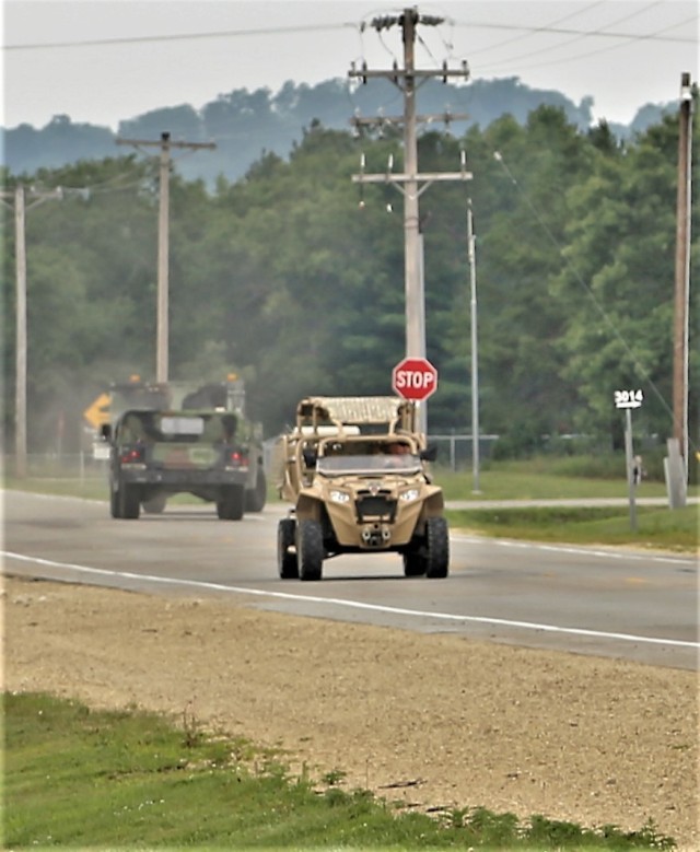 Soldiers at Fort McCoy, Wis., for training in the mobilization exercise Pershing Strike ’21 conduct operations July 22, 2021, at Fort McCoy, Wis. During the exercise, troops were able to access and use the Mission Command Configuration Center as...