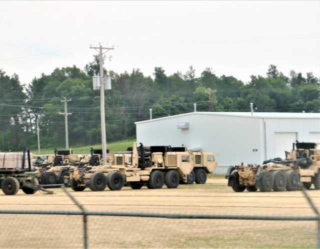 Soldiers at Fort McCoy, Wis., for training in the mobilization exercise Pershing Strike ’21 conduct operations July 22, 2021, at Fort McCoy, Wis. During the exercise, troops were able to access and use the Mission Command Configuration Center as...