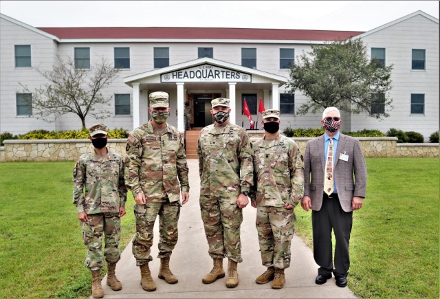 (From left) Brig. Gen. Maria Juarez, deputy commanding general-support with the 88th Readiness Division; the 40th Chief of Staff of the U.S. Army Gen. James McConville; Fort McCoy Garrison Commander Col. Michael Poss; Garrison Deputy Commander Lt....