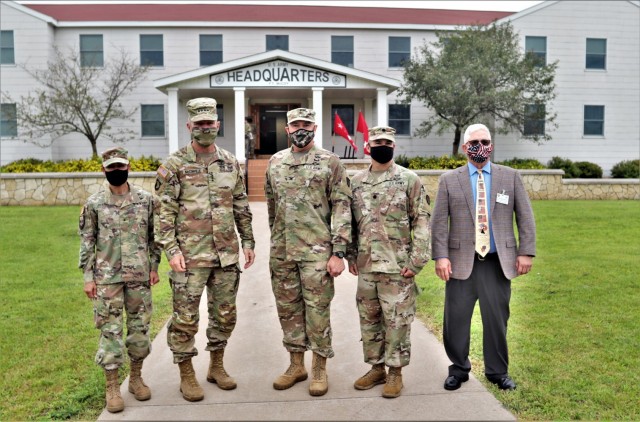 (From left) Brig. Gen. Maria Juarez, deputy commanding general-support with the 88th Readiness Division; the 40th Chief of Staff of the U.S. Army Gen. James McConville; Fort McCoy Garrison Commander Col. Michael Poss; Garrison Deputy Commander Lt....