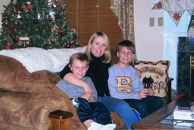 John&#39;s wife Ellie with their two sons, Jacob and Ryan,  in Germany, circa 2001. 