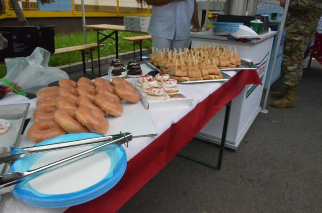 Workers laid out a sample of baked goods and sandwiches for the U.S. Army Garrison Rheinland-Pfalz leadership team at the Army & Air Force Exchange Service’s bakery at Gruenstadt, Aug. 6, 2021. The bakery provides goods for the Exchange and...
