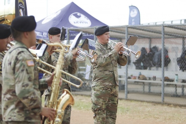 The 101st Airborne Division (Air Assault) Band performed Aug. 13 during the 2021 Armed Forces Women's Softball Championship game at Fort Campbell.
