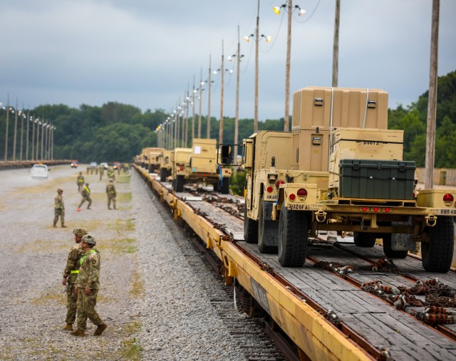 Soldiers assigned to 3rd Brigade Combat Team, 101st Airborne Division (Air Assault) have spent the last few weeks conducting railhead operations at the Fort Campbell Railhead as part of their encompassing mission of executing a Sea Emergency Deployment Readiness Exercise and then completing their rotation at the Joint Readiness Training Center at Fort Polk, Louisiana. 