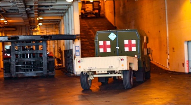 3rd Brigade Combat Team &#34;Rakkasans,&#34; 101st Airborne Division (Air Assault) conduct vessel loading operations aboard U.S. Naval Ship Gilliand, at Joint Base Charleston, S.C. The ship will be departing for Port Arthur, TX as 3rd Brigade...