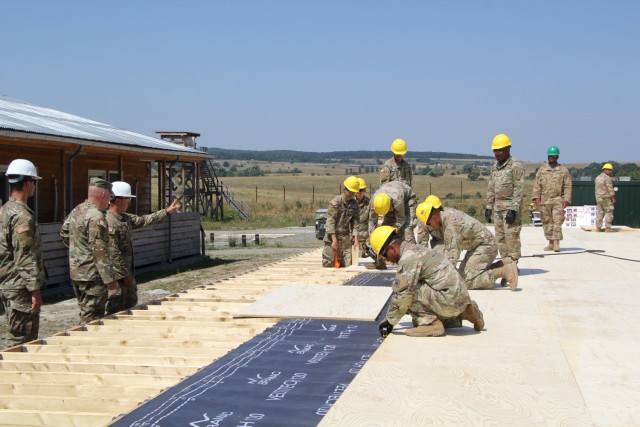 Army Reserve engineers conduct construction operations at the Joint National Training Capability in Cincu, Romania, which is currently a battalion-level maneuver training site, but through improving the road infrastructure and establishing new...