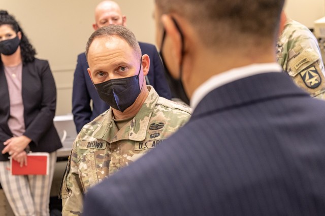 Brig. Gen. Miles Brown, who took the reins of DEVCOM in a July 9, 2021, ceremony, meets with scientists and engineers from across the organization in his first months as commanding general.