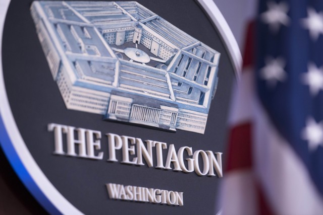 The Pentagon Press Briefing Room seal as seen March 27, 2020, Washington, D.C. (DoDo photo by Lisa Ferdinando)