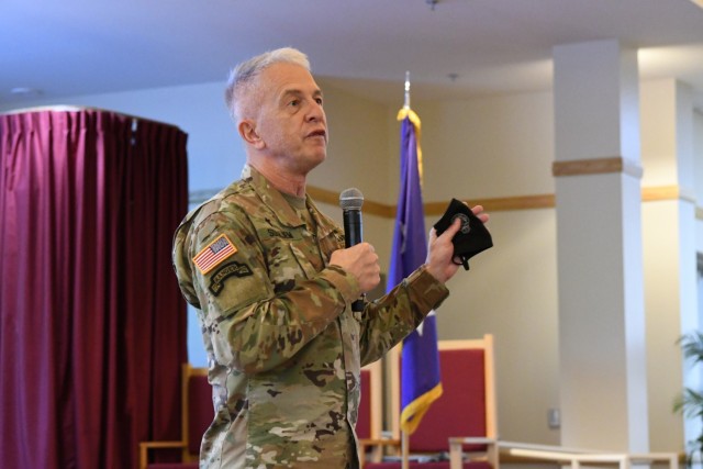 Maj. Gen. Thomas Solhjem, U.S. Army chief of chaplain, addresses the attendees at the spiritual readiness pilot Aug. 26 inside Main Post Chapel. Fort Drum was the latest installation to participate in the U.S. Army Chaplain Corps spiritual...