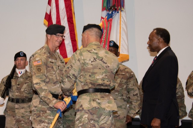 The U.S. Army Security Assistance Command (USASAC) welcomed Maj. Gen. Jeff Drushal during a July 16 assumption of command ceremony in the Bob Jones Auditorium, Redstone Arsenal. Army Materiel Command’s Gen. Gustave Perna officiated the ceremony.