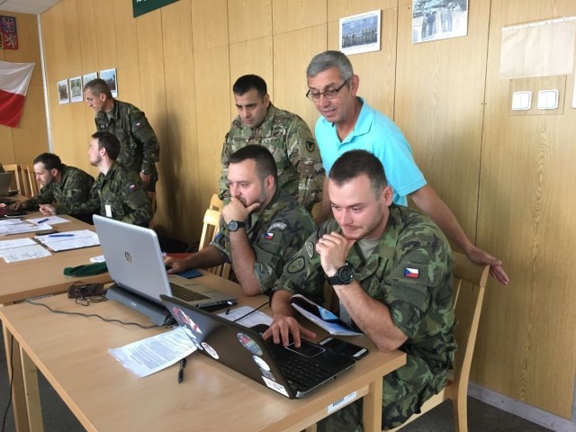 Mobile training team soldiers from U.S. Army Security Assistance Command’s Security Assistance Training Management Organization, out of Fort Bragg, N.C., provides instruction to Czech soldiers during an Army Basic Instructor Course, held in...