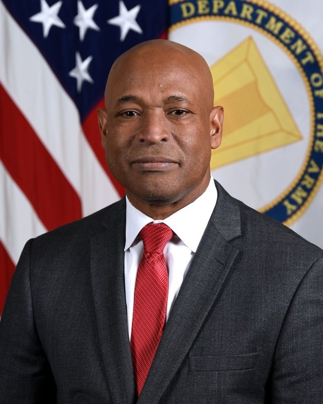 Anselm Beach, Deputy Assistant Secretary of the Army, Equity and Inclusion, poses for his official portrait in the Army portrait studio at the Pentagon in Arlington, Va., Nov., 18, 2019.  (U.S. Army photo by Monica King)