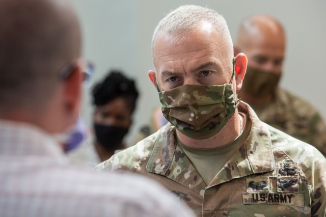 Command Sgt. Maj. Brian A. Hester, senior enlisted advisor for U.S. Army Central, visits the U.S. Army Combat Capabilities Development Command, known as DEVCOM, Army Research Laboratory to learn about additive manufacturing and cold spray technologies.
