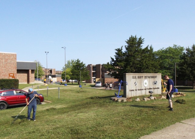 Fort Leonard Wood Navy Detachment students, staff and their families volunteered time last month to beautify the exteriors of their buildings. They painted, pulled weeds and landscaped as part of a campaign called, &#39;change the landscape, change the mindset,&#39; designed to build camaraderie and instill pride. 