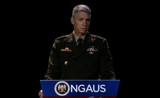 Vice Chief of Staff of the Army Gen. Joseph Martin speaks at the National Guard Association of the U.S. annual conference in Las Vegas, Nevada, Aug. 30, 2021.