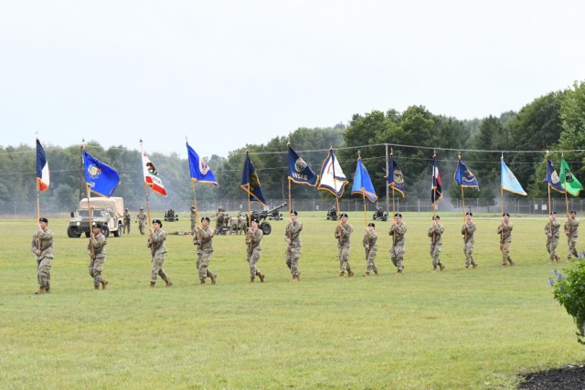 The Fort Drum and North Country communities got a sample of the sights and sounds of 10th Mountain Division (LI) Soldiers, artillery, aircraft and vehicles in action Sept. 1 during a live demonstration on Division Hill. The 30-minute demo traced the history of the 10th Mountain Division from its origin as an elite mountain warfare unit to its current capabilities. Afterward, the Salute to the Nation ceremony presented a roll call of the 50 state and six territory flags in the order they joined the union. (Photo by Mike Strasser, Fort Drum Garrison Public Affairs)