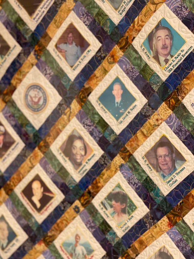 A closeup of one of the two quilts titled &#34;America&#39;s 9/11 Memorial Quilts&#34; that honor the 184 killed after American Airlines Flight 77 crashed into the Pentagon on Sept. 11, 2001. The quilt is on display as part of a memorial inside...