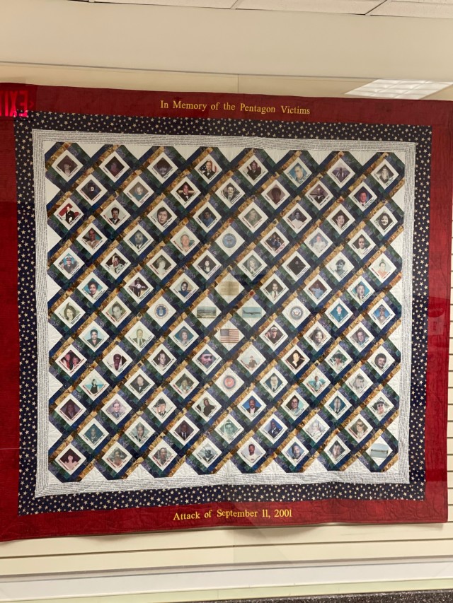 One of two quilts titled &#34;America&#39;s 9/11 Memorial Quilts&#34; that honor the 184 killed after American Airlines Flight 77 crashed into the Pentagon on Sept. 11, 2001. The quilt is on display as part of a memorial inside the building.