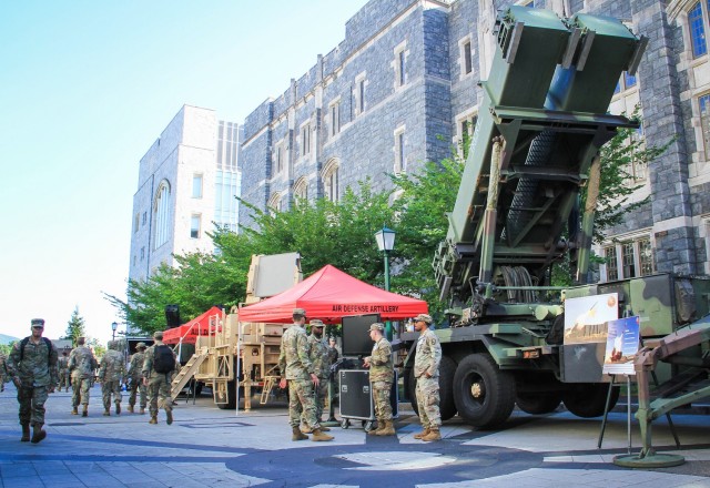 Air Defense Artillery (above) and Armor (left) catch the attention of cadets as they observe the displays during Branch Week Tuesday. Branch Week, Tuesday through Saturday, is an annual event designed to give cadets a chance to learn more about...