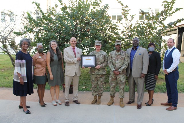 Members of the Fort Sam Houston Elementary School, Fort Sam Houston Independent School District and U.S. Army Environmental Command came together to celebrate receiving the Pete Taylor Partnership of Excellence award for Outstanding Community Partnership K12.