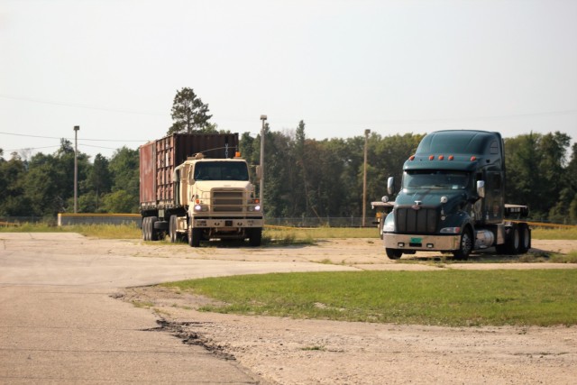 Military equipment is shown Aug. 20, 2021, being prepared for shipment at Fort McCoy, Wis., following the completion of the 78th Training Division Combat Support Training Exercise 78-21-04. The Fort McCoy Logistic Readiness Center (LRC)...
