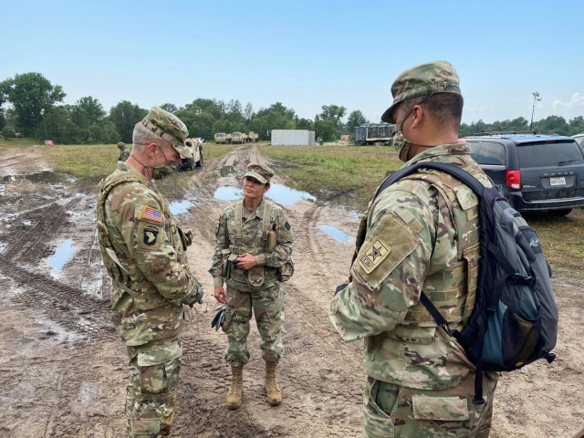 The 40th Chief of Staff of the U.S. Army Gen. James McConville visits troops in the field training Aug. 11, 2021, at Fort McCoy, Wis. The field stop was part of an official visit to the post by McConville. During his visit, McConville toured...