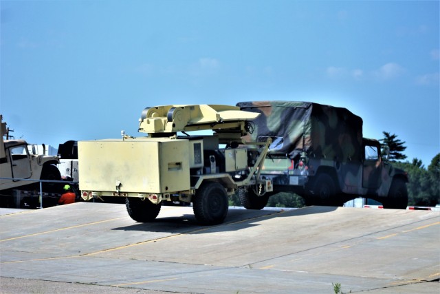 Military equipment is shown Aug. 20, 2021, being prepared for shipment at Fort McCoy, Wis., following the completion of the 78th Training Division Combat Support Training Exercise 78-21-04. The Fort McCoy Logistic Readiness Center (LRC)...
